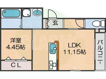 エミーラスミヨシ(1LDK/3階)の間取り写真