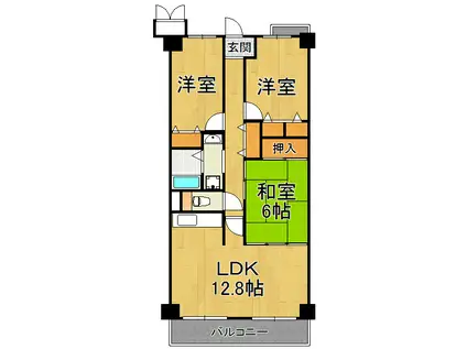 ヴィオレット宝塚(2SLDK/8階)の間取り写真