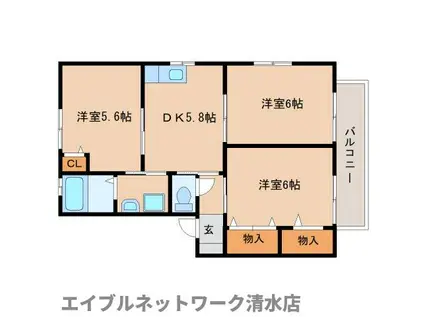 レコット B(3DK/2階)の間取り写真