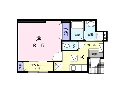 セレーノ(1K/1階)の間取り写真