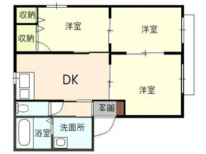 シャンティアオギ A棟(3DK/1階)の間取り写真