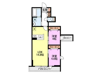 DESIGN MAISON N.STA 3S B棟(2LDK/2階)の間取り写真