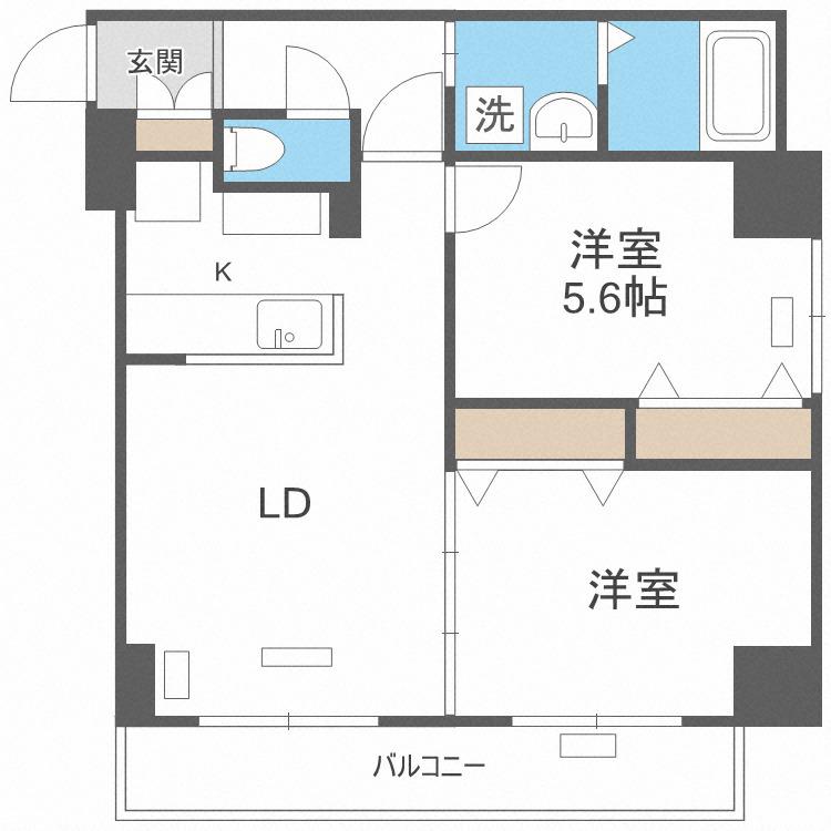 N28セントラルビル(2LDK/9階)の間取り写真
