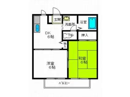 コモンシティYS B(2K/1階)の間取り写真