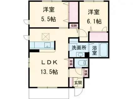 シャーメゾン須屋IIA(2LDK/1階)の間取り写真