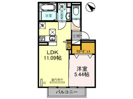 VILLA松本(1LDK/1階)の間取り写真