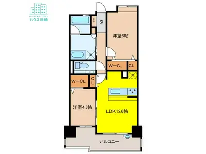 アクタス籠町グランミライ(2LDK/9階)の間取り写真