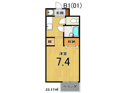 スクリーン3233(1K/2階)の間取り写真