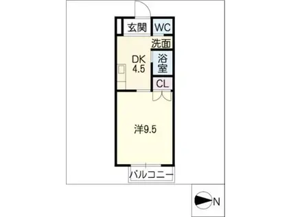 パリオ99(1DK/1階)の間取り写真