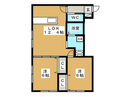 ストリーム(2LDK/1階)の間取り写真