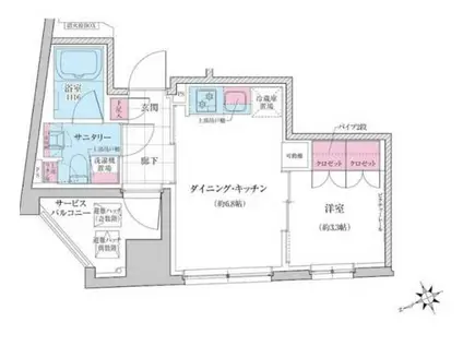ステラメゾン三軒茶屋(1DK/4階)の間取り写真
