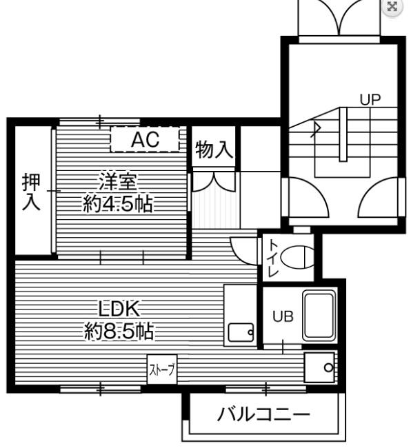 ビレッジハウス帯広2号棟(1LDK/2階)の間取り写真