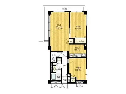 スペリオーレ尾山台(2LDK/1階)の間取り写真