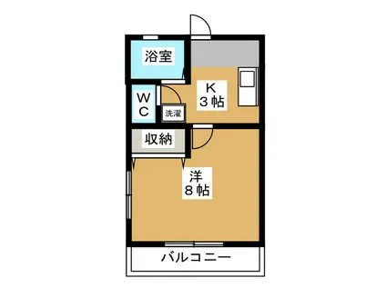 ステイM(1K/2階)の間取り写真