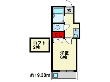スリム志井駅前(1K/2階)の間取り写真