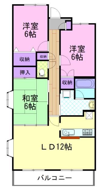 ハイツマロニエ今泉(3LDK/1階)の間取り写真