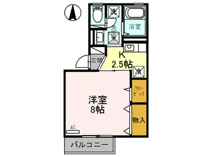 ロイヤルファミールIIA(1K/1階)の間取り写真