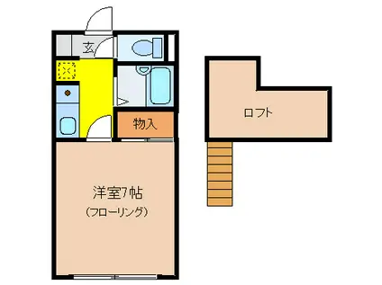 ヴェルデ奥西II(1K/2階)の間取り写真