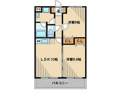 ルネス ロワイヤルヒルズ(2LDK/2階)の間取り写真