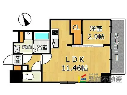 ウインステージ箱崎II(1LDK/12階)の間取り写真