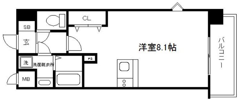 プレサンス京都五条大橋レジェンド(1K/3階)の間取り写真