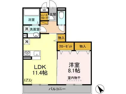 プランドール(1LDK/3階)の間取り写真