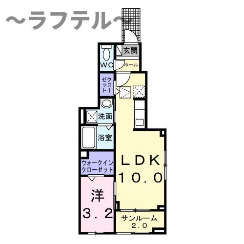 ヴィラージュ狭山祇園A(1LDK/1階)の間取り写真