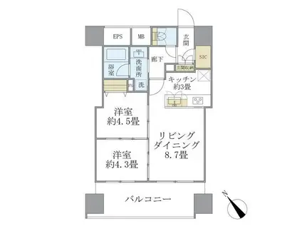 エミリブ東長崎(2LDK/5階)の間取り写真