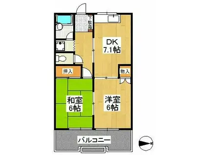 ヴェル・ドミール(2DK/1階)の間取り写真