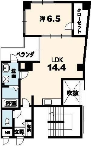CUBE-G中通町(1LDK/6階)の間取り写真