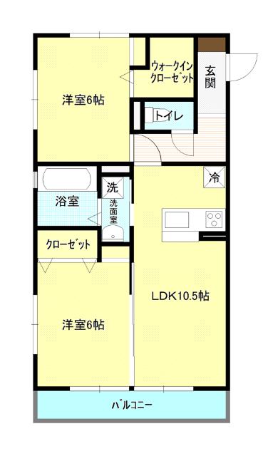 ディアレイク(2LDK/2階)の間取り写真