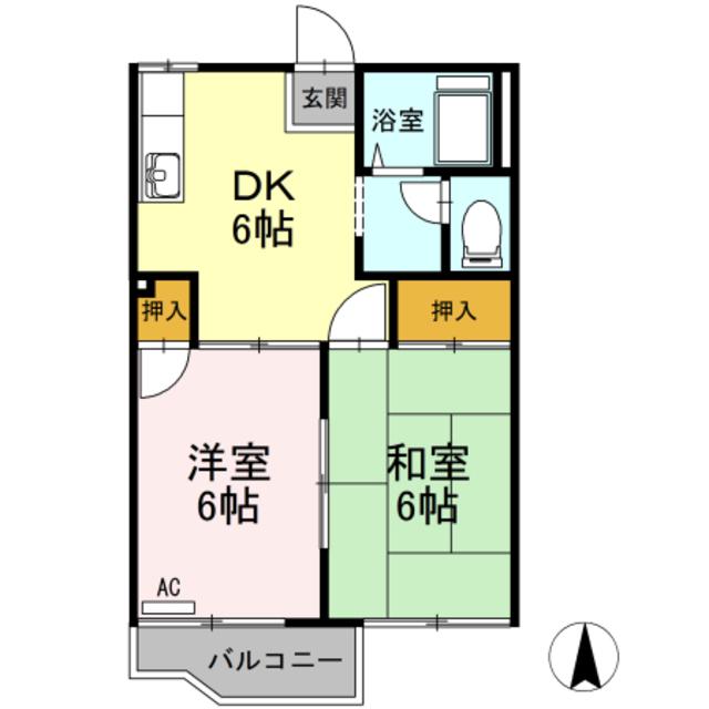シティハイム桜台B棟(2DK/2階)の間取り写真