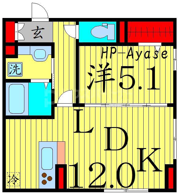 アヴァンス西亀有(1LDK/1階)の間取り写真