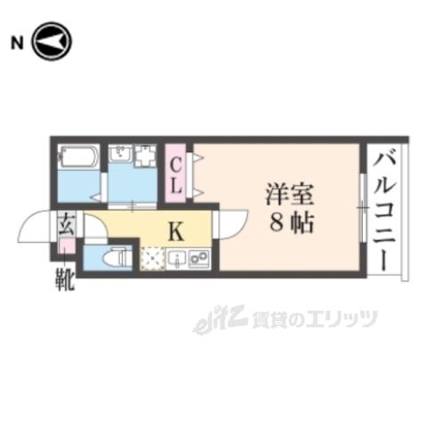 グランディール円町(1K/4階)の間取り写真