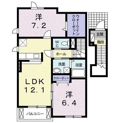 バロン・四辻(2LDK/2階)の間取り写真