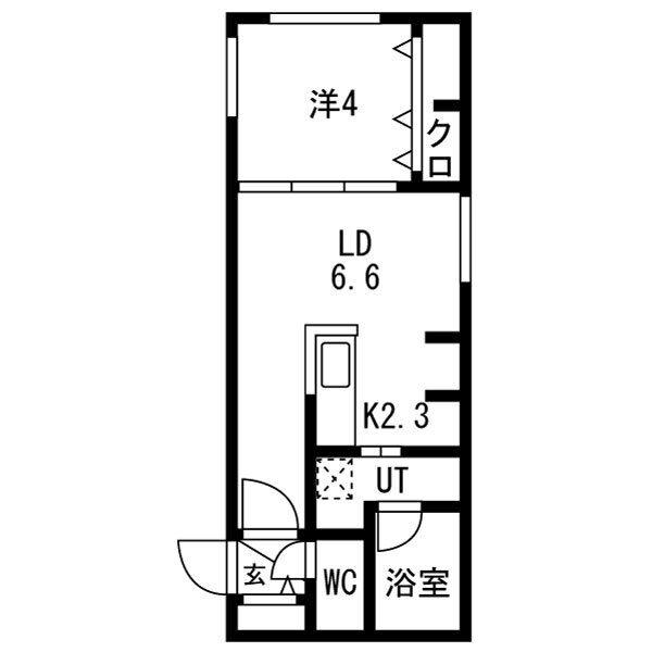 FLANDRE桑園(1LDK/4階)の間取り写真
