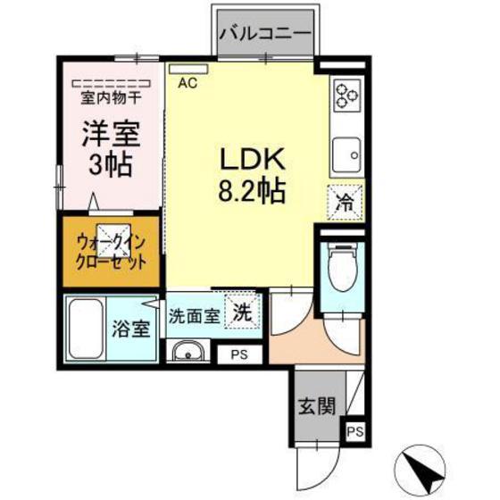 タウン中筋(1LDK/3階)の間取り写真