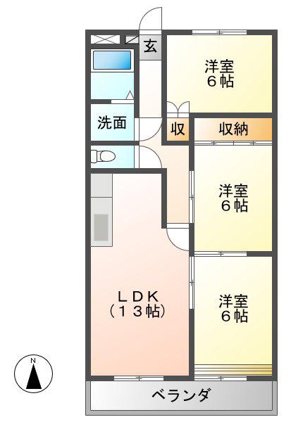 サンロレンツォ(3LDK/2階)の間取り写真