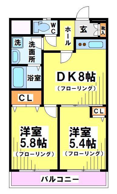 三鷹グリーンヒルズ(2DK/2階)の間取り写真