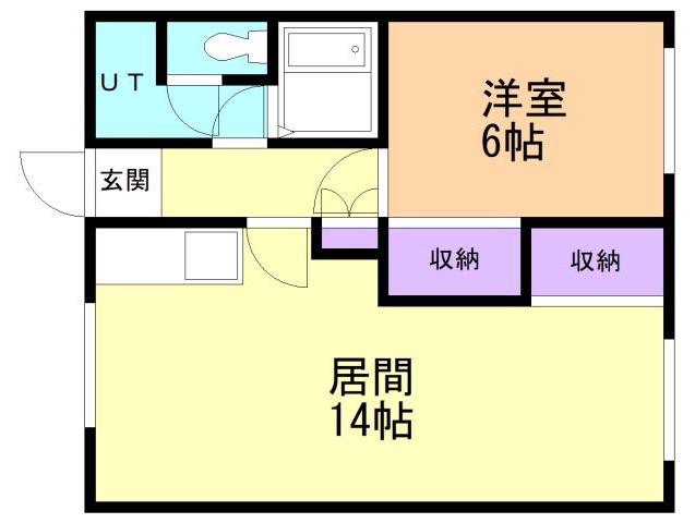 ＪＲ室蘭本線 東室蘭駅 徒歩17分 2階建 築33年(1LDK/2階)の間取り写真