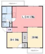 インタービレッジ網干駅前(2LDK/4階)の間取り写真