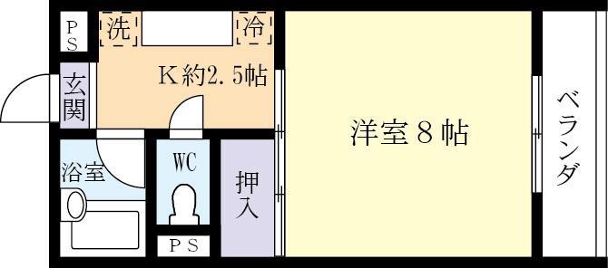 高野マンション(1K/4階)の間取り写真