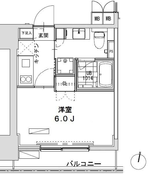 グランディオール広尾テラス(1K/9階)の間取り写真