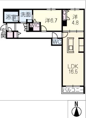 シャーメゾン蘇原新栄(2LDK/3階)の間取り写真