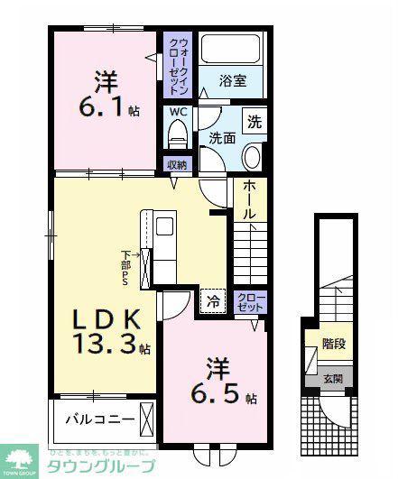 カーサ フィオーレ(2LDK/2階)の間取り写真