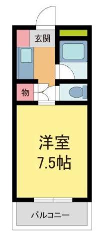 エトールIII(ワンルーム/1階)の間取り写真