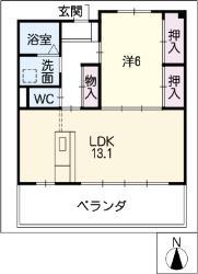 ロゼ・ロワール(1LDK/5階)の間取り写真