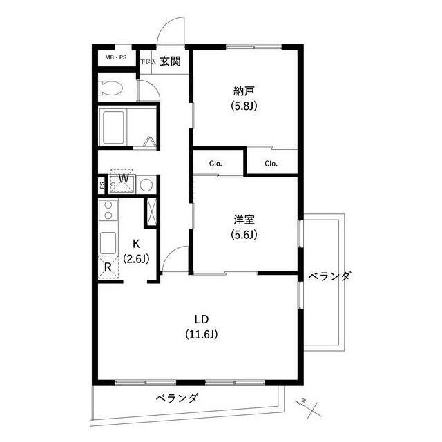 サンセゾンI(1SLDK/4階)の間取り写真
