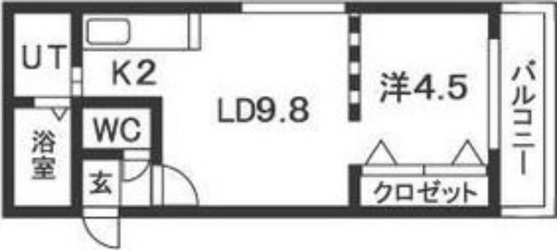 ガーデンテラス(1LDK/4階)の間取り写真