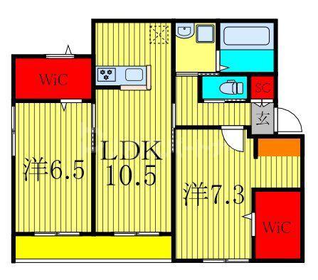 ボン セジュール六実(2LDK/3階)の間取り写真